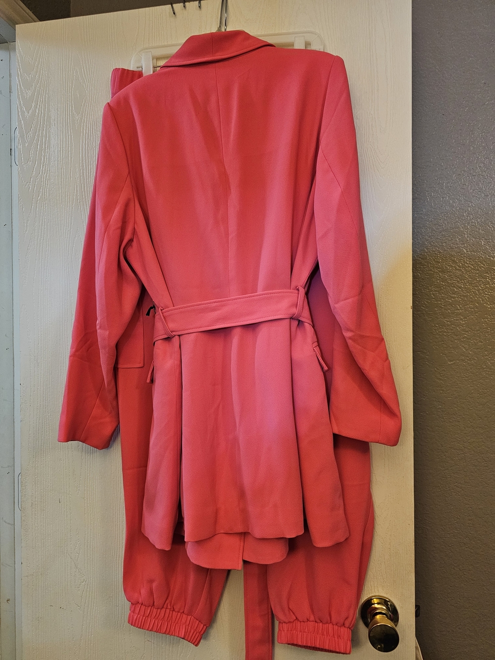 Eloquii Salmon Belted Blazer with Jogger Hem Pants - Picture 3 of 5